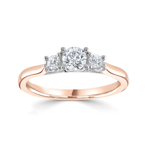 Trilogy Three Diamond Ring Rose & White Gold | Bespoke 106